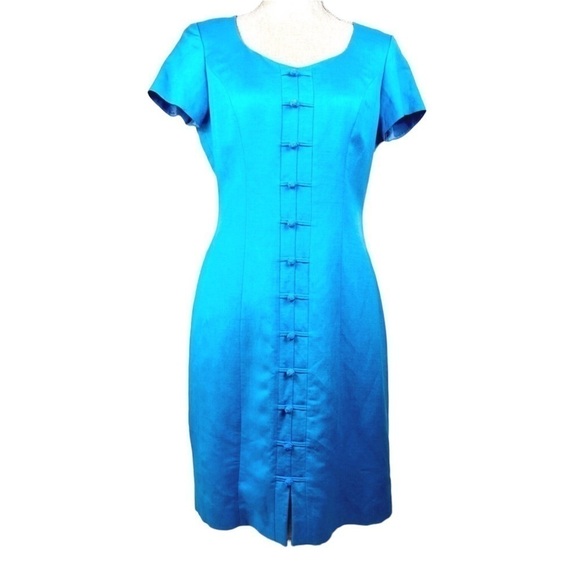 Jones New York Linen Dress l Size 8 TURQUOISE LINEN DRESS l 0977 - Picture 1 of 5